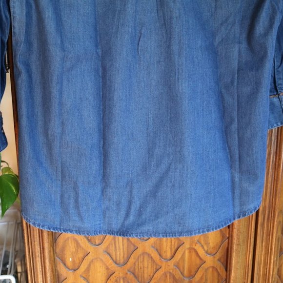 Hannah Tie Neck Denim Studded Peasant Top Tunic  – NWT! - Picture 10 of 13